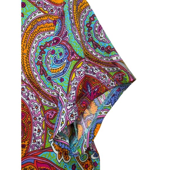 MSK Womens Paisley Short Sleeve Dress With Gold Rings & V-Neckline - Picture 9 of 12